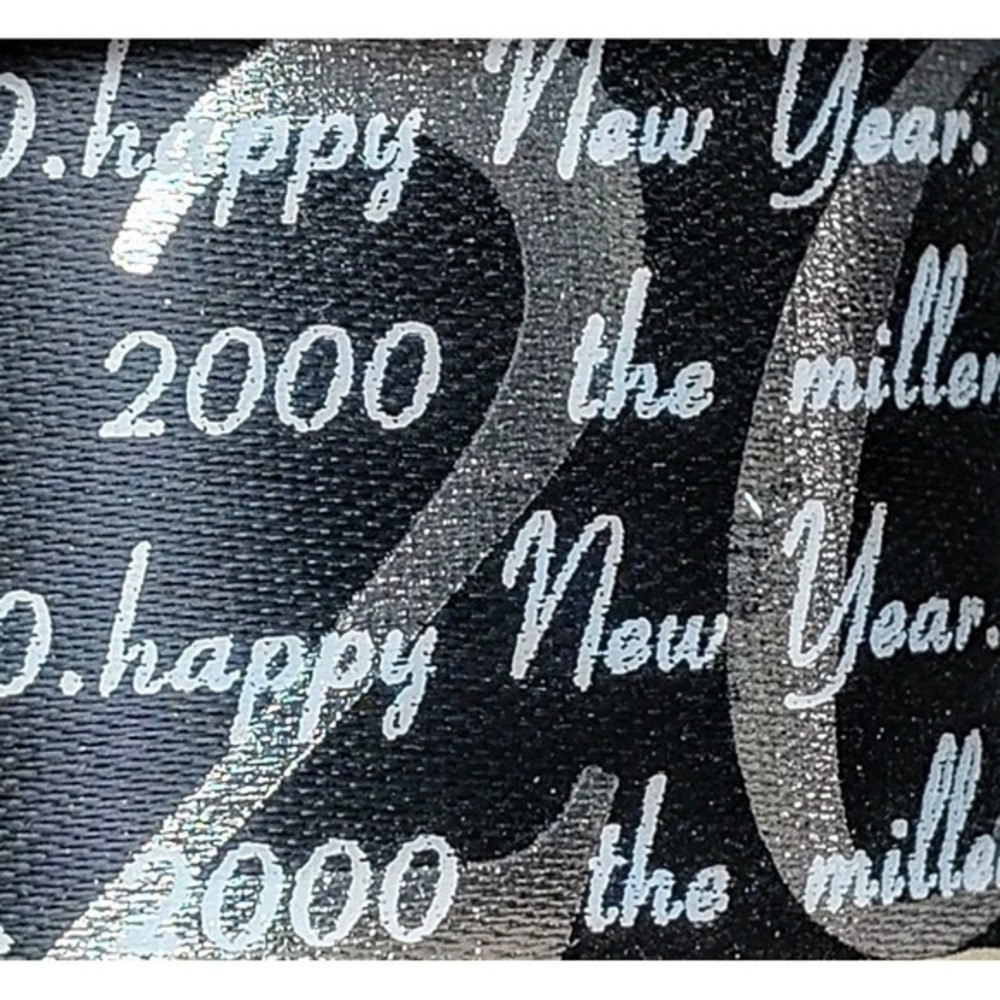 2000 New Year's Vintage C & G 1.5" Y2K Silver & Black Made In U.S.A. 20 Yards